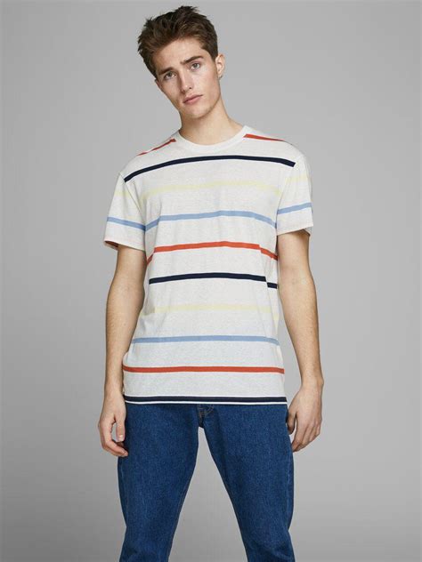 De Rayas Camiseta Blanco Cloud Dancer Camisetas Jack And Jones Hombre