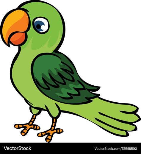 Cartoon Parrot Isolated On White Background Vector Image