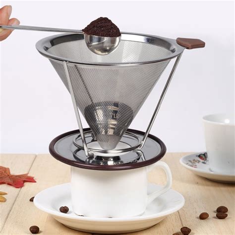 Pour Over Coffee Dripper Drip Coffee Filter Cone Funnel Stainless Steel
