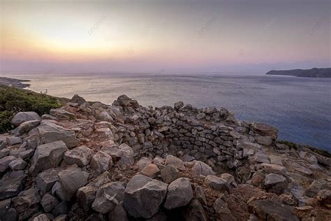 Twilight On Spinalonga Island Near Crete During A Summer Evening Photo
