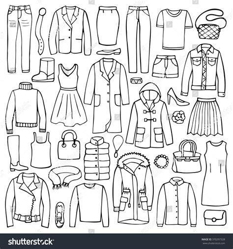 Hand Drawn Doodle Set With Woman Clothes Vector Royalty Free Stock