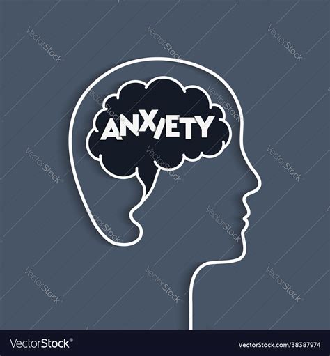 Anxiety Concept With Human Head And Brain Vector Image