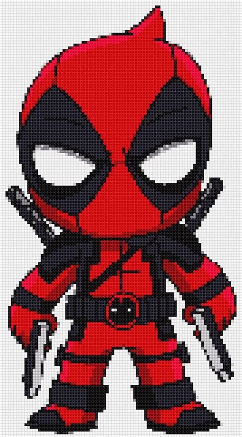 Deadpool 2 Ultimate Chibi Cross Stitch And Plastic Canvas Marvel Cross Stitch Disney Cross