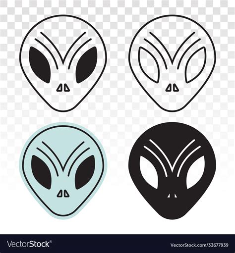 Extraterrestrial Alien Face Or Head Symbol Line Vector Image