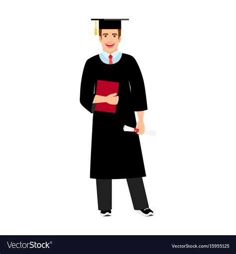 University Male Student Graduate Icon Royalty Free Vector