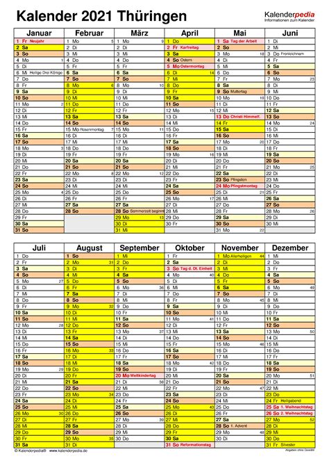 Kalender 2021 thüringen als pdf oder excel. Kalender 2021 Thüringen - Der kalender 2021 wird ...