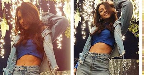 Michelle Keegan Flaunts Impossibly Toned Abs In Double Denim Outfit