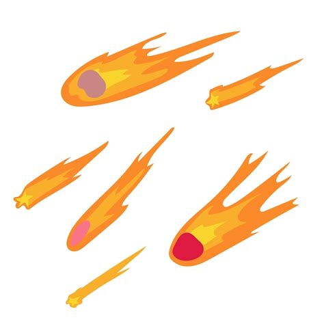 Premium Vector Set Shooting Star Comet Asteroid Space Object