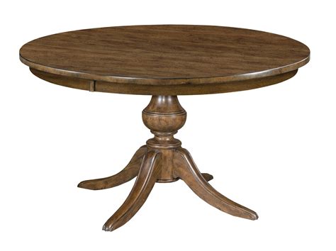 The tables have pedestal bases made of 1 stock that contact the underside of the top along a t of 12 by 12. The Nook Maple Wood 54" Dining Table from Kincaid Furniture | Coleman Furniture