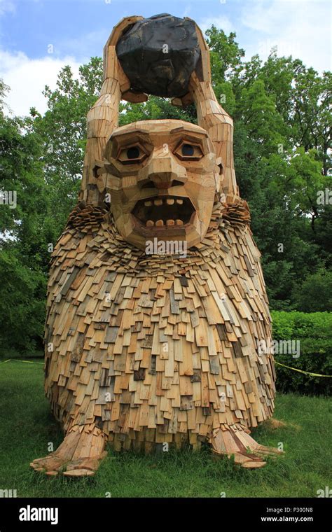 Gigantic Wooden Troll At The Morton Arboretum In Lisle Illinois Stock