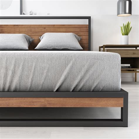 Shop zinus bed frames and mattress foundations for twin, twin xl, full, queen, king, and cal king beds. Zinus Ironline Metal and Wood Platform Bed Frame Double ...