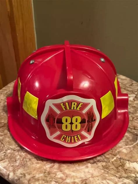Fire Chief 88 Hat Fire Fighter Red Plastic Helmet Costume Accessory