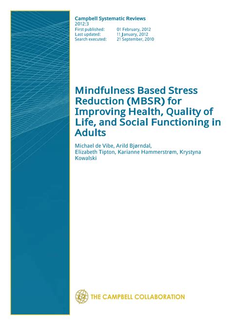 pdf mindfulness based stress reduction mbsr for improving health quality of life and