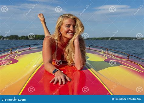 Beautiful Bikini Model Relaxing On A Boat Stock Photo Image Of Ship Holiday