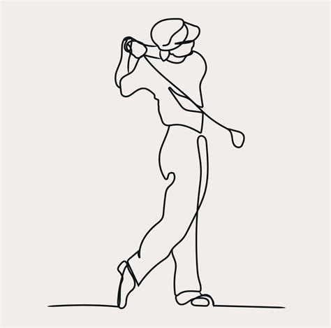 Minimalist Golf Line Art Sport Simple Sketch Golfing Outline Athlete Player 21864918 Vector