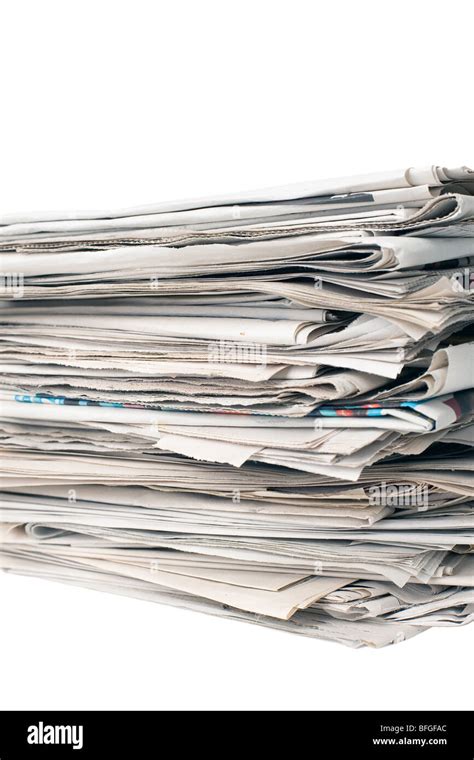 Stack Of Newspapers Isolated Of White Background Stock Photo Alamy