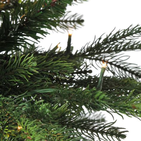 6 Pre Lit Potted Oregon Noble Fir Slim Artificial Christmas Tree
