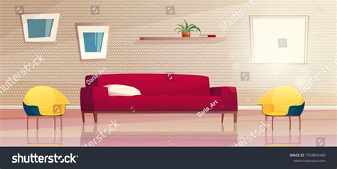 Vector Cartoon Illustration Modern Living Room Stock Vector Royalty