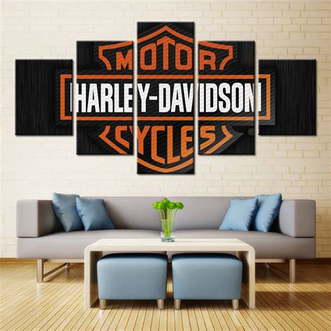 5 Pieces Motor Harley Davidson Cycles Wall Art Picture Home Decoration