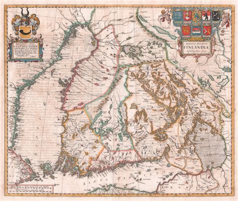 Antique Map Of Finland By Joan Blaeu For Sale