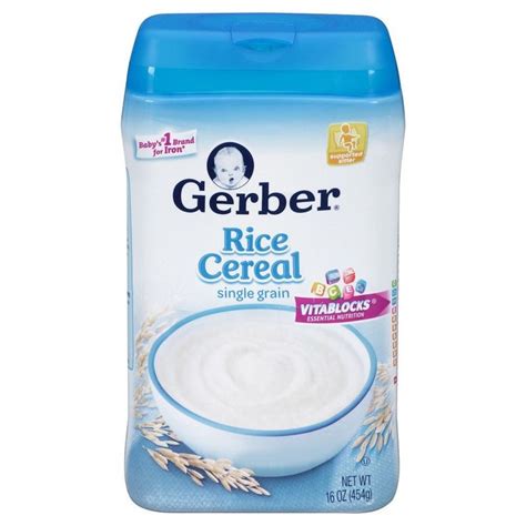 Gerber Rice Cereal In A Blue Container
