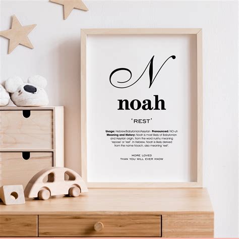 Noah Name Meaning Printable Name Art Modern Nursery Decor Etsy
