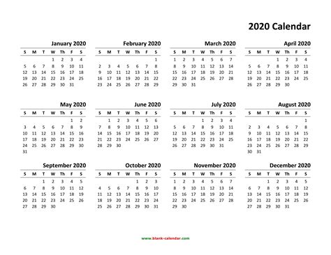 2020 Printable Yearly Calendar Qualads