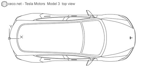 Autocad Drawing Tesla Motors Model 3 Tesla Inc Electric Car Top Dwg
