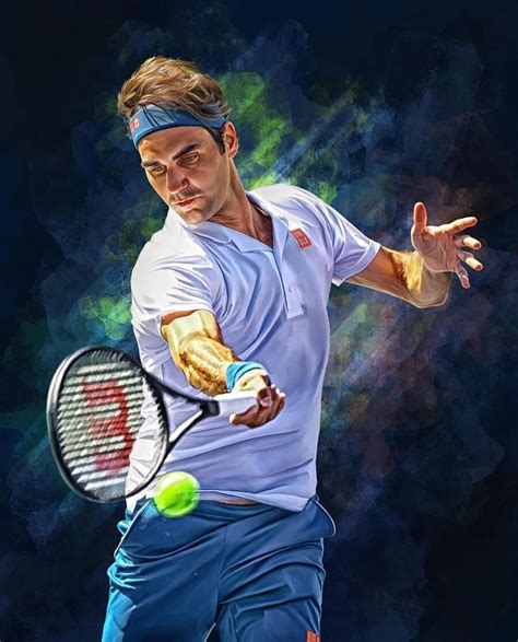 Roger Federer Forehand Digital Artwork Poster Tennis On Artstation