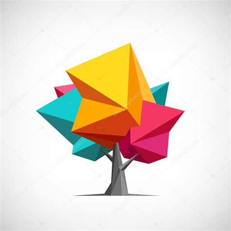 Conceptual Polygonal Tree Abstract Vector Illustration Low Poly Style