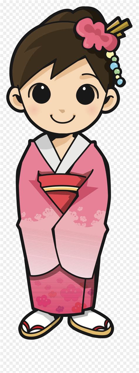 Big Image Girl In Kimono Cartoon Png Clipart 513315 Pinclipart