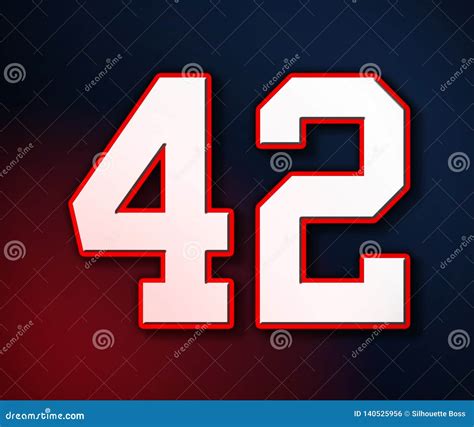 42 American Football Classic Sport Jersey Number In The Colors Of The