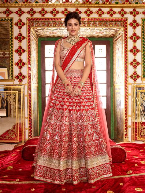 The Red ‘gul Kayra Lehenga Is Named After A Certain Variant Of Wild Rose In Fine Silk The