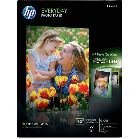 Hp Everyday Glossy Photo Paper 50 X 70 60 Sheets Ch097a