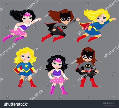 Cute Superhero Girl Vector Clip Art Set 285972011 Shutterstock