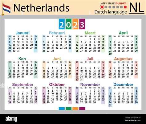 Dutch Horizontal Pocket Calendar For 2023 Two Thousand Twenty Three
