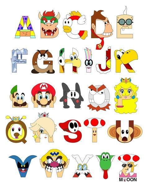 Super Mario Characters As Alphabet Letters Alphabet Art Print Super