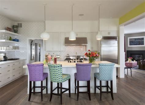 Also, armless chairs and bar stools take up less room around the island. Comfortable Upholstered Kitchen Bar Stools You Need To See