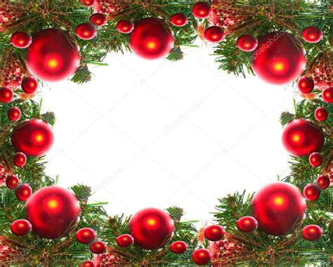 Border Of Red Christmas Garland With Baubles And Ribbons