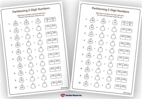 Partitioning 2 Digit Numbers Worksheet K 3 Teacher Resources