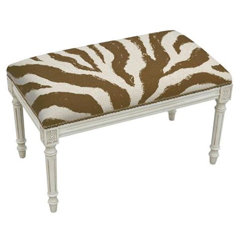 123 creations cs009wbcbr brown zebra stripes upholstered linen solid wood bench with nailheads