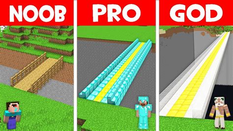 Who Can Build The Longest Bridge In Minecraft Minecraft Noob Vs Pro