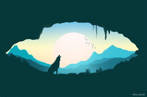 Wallpaper Wolf Silhouette Art Cave Hd Widescreen High Definition