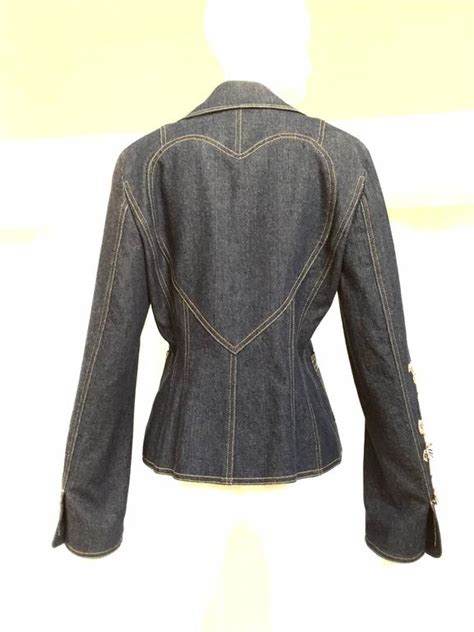 Christian Dior By John Galliano Denim Embroidered Fitted Jacket At
