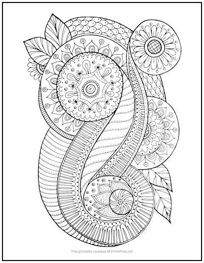 Floral Spiral Coloring Page | Print it Free