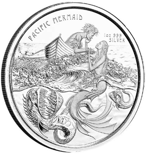 Pacific Mermaid 2021 2 Tala 1 Oz Pure Silver Proof Like Coin In