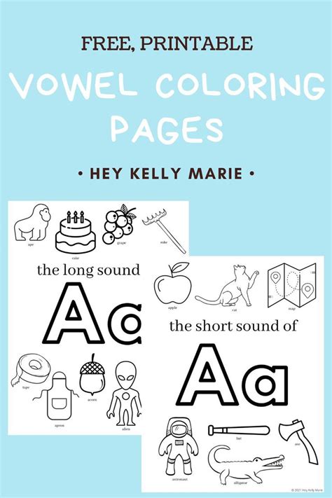 Free Printable Vowel Coloring Pages With Short And Long Sounds Hey