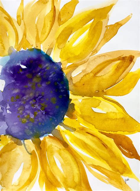 Original Sunny Sunflower Watercolor Print Sunflower Painting