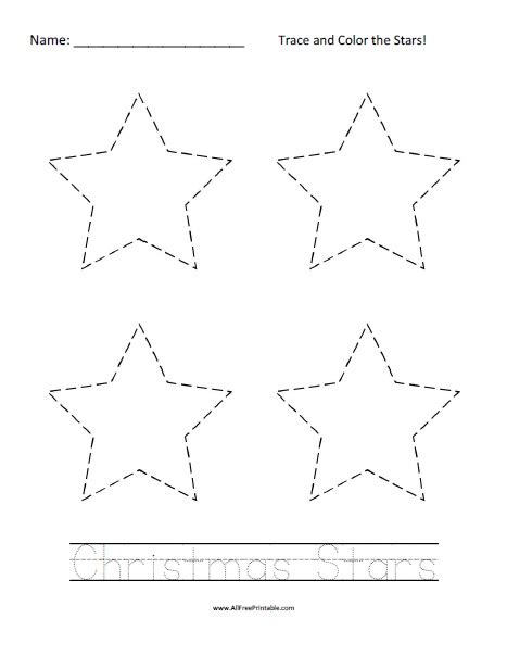 Christmas Stars Tracing Worksheet Free Printable