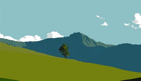 Landscape Mountains Green Blue Minimalism Simple Wallpapers Hd
